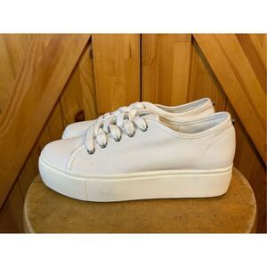 Steve Madden Elore White Lace Up Chunky Heel Low Top Breathable Sneakers Sz 9.5M